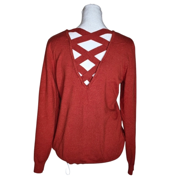 99 Jane Street Womens Burnt Orange Sweater Open Back Size Medium - Picture 2 of 8